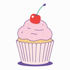 Illustration Cupcake Pink Isolated Background Dessert Icon