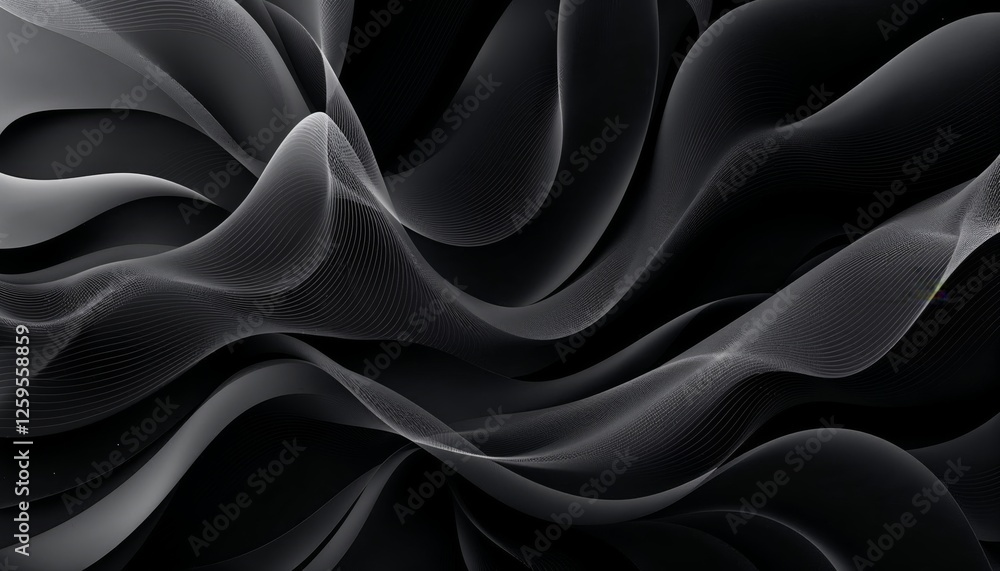 Poster monochrome fluidity undulating in an ethereal realm of gradient waves