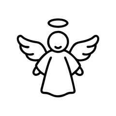 Outline icon of an angel for Easter concept
