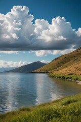Fototapeta premium there is a boat that is sitting on the water in the grass