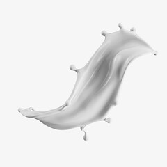 3D Render of a Milk Liquid Splash in Motion