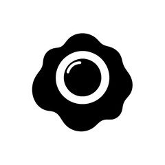 Fried Egg Icon: Simple silhouette of a fried egg icon, perfect for web design, app development, and culinary-themed projects. This vector illustration is minimalistic and bold.