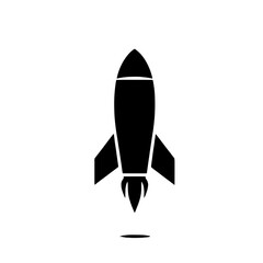 Rocket Takeoff:  A simple yet powerful icon depicting a black silhouette of a rocket taking off, symbolizing innovation, ambition, and the pursuit of dreams. 