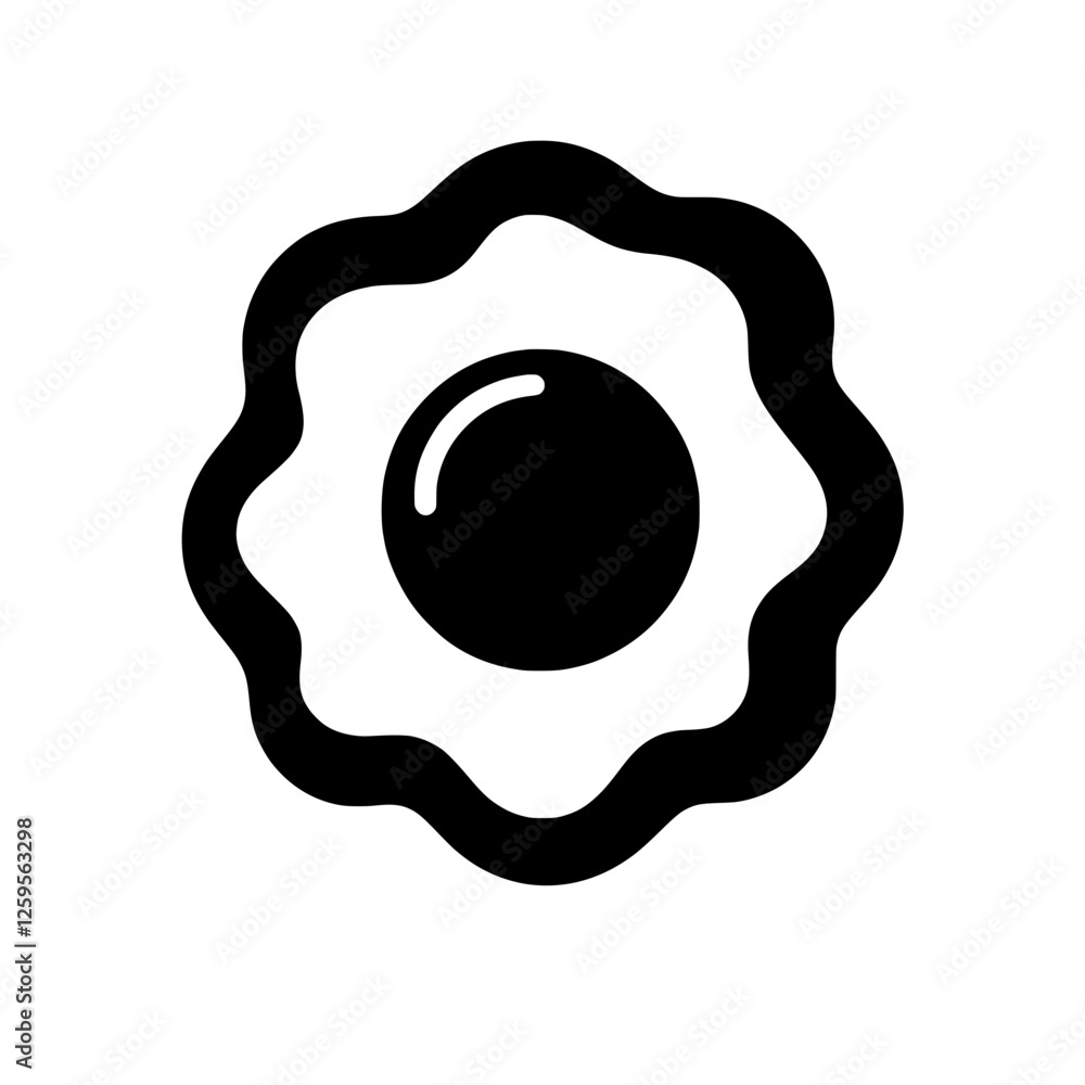 Poster fried egg icon: a simple yet evocative icon of a perfectly fried egg, featuring a sunny-side up styl