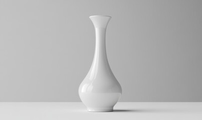 Elegant white vase on table, minimalist background, home decor