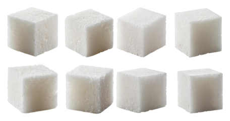 White Sugar Cubes Isolated on White Background for Culinary Use, isolated on transparent background
