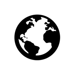 Global Icon: A simple yet powerful black and white illustration of the Earth, symbolizing global connectivity, international relations, and worldwide reach.  