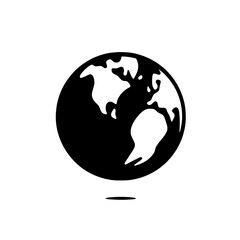 Global Icon: A simple yet powerful illustration of the Earth, rendered in a bold black silhouette against a clean background. This iconic image is perfect for representing global concepts.