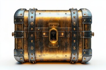 Steampunk Treasure Chest Grunge Metal Gold Vintage Antique Retro