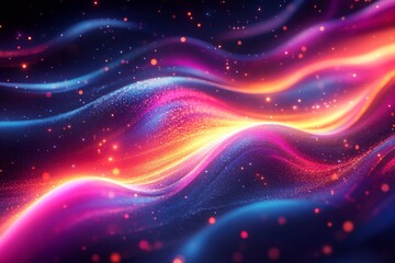 Obraz premium Abstract cosmic glow waves background. Featuring cosmic glow waves and bright colors. Emphasizing movement and depth. Ideal for space and artistic themes.