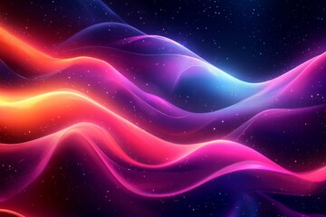 Obraz premium Abstract cosmic glow waves background. Featuring cosmic glow waves and bright colors. Emphasizing movement and depth. Ideal for space and artistic themes.