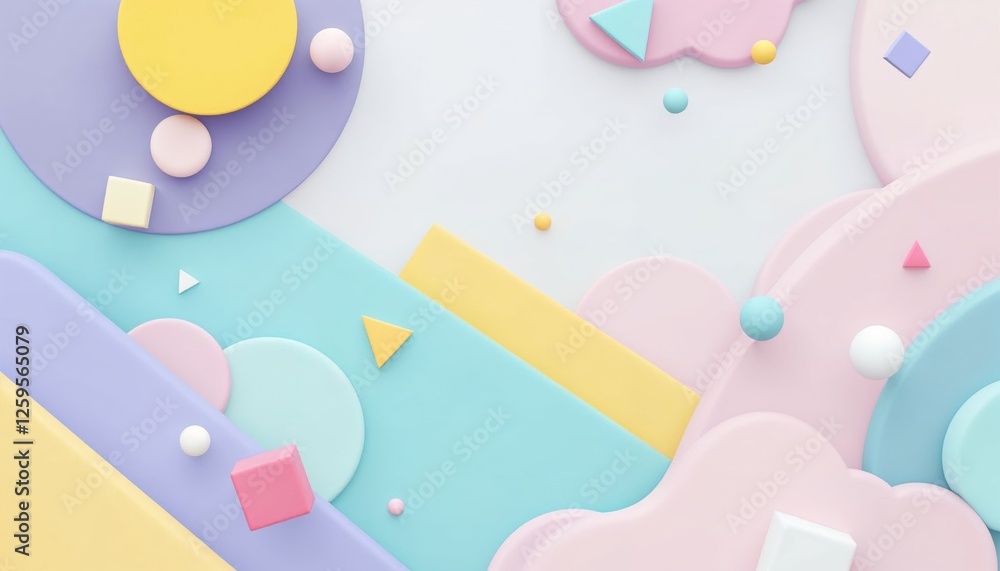 Poster pastel geometry playful abstract shapes gentle background design
