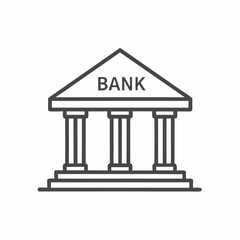 This captivating vector illustration displays a grand bank building characterized by its enduring architecture, complete with majestic columns supporting a prominent roof.