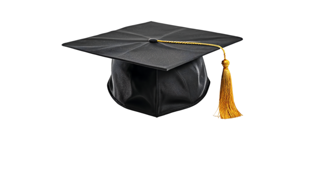 Graduation Cap with Gold Tassel Black Background