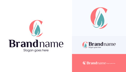 Letter C logo combination with leaf icon, Symbol usable used for growing Business, Skin care, Boutique, Identity, Beauty salon, Fashion, Jewelry, Hotel, Beauty products, Spa, etc. Feminine style logo