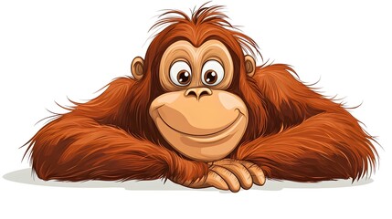 Orangutan cartoon on white background