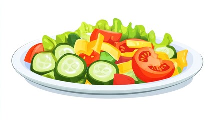 Fresh vegetable salad on plate, healthy eating