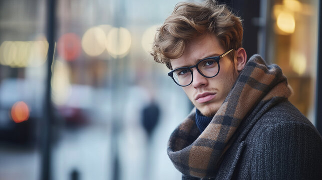 Stylish man exudes urban confidence in a casual portrait, blending modern elegance with effortless charm