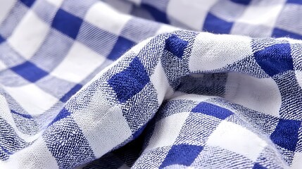 Fototapeta premium Blue and White Checkered Fabric Textiles for Home and Fashion Use