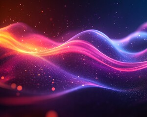 Obraz premium Abstract cosmic glowing waves background. Featuring cosmic glowing waves with vivid colors. Emphasizing depth and radiant movement. Ideal for space and artistic themes.