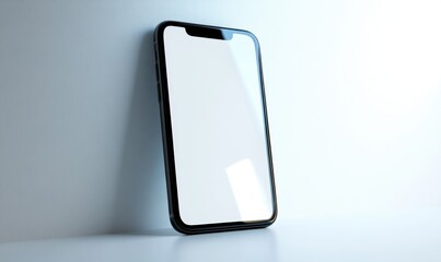 Smartphone mockup, blank screen, white background, product presentation