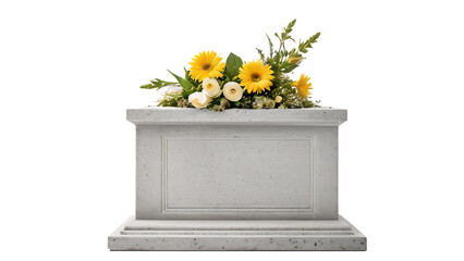 Elegant Stone Memorial with Yellow and White Flowers