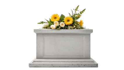 Elegant Stone Memorial with Yellow and White Flowers