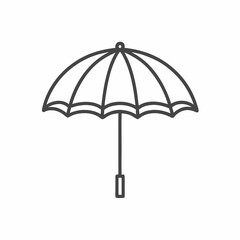 A sleek vector design features a classic umbrella, elegantly poised with its curved top and structured handle, showcasing simplicity and charm in a clean backdrop.