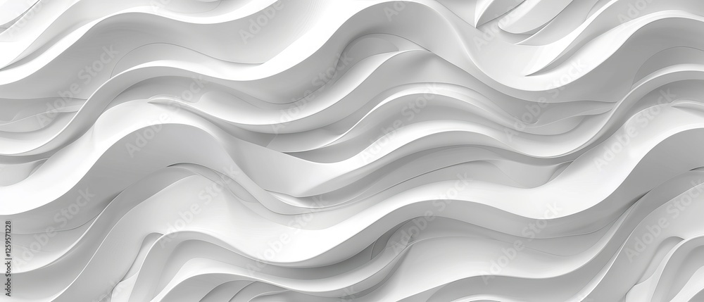 Poster abstract 3d seamless white wave pattern with dynamic light and shadow for modern wall decorative pan