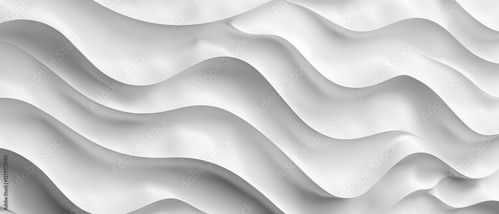 Poster abstract 3d seamless white wave pattern with dynamic light and shadow for modern wall decorative pan