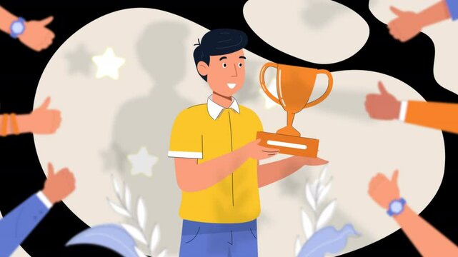 Illustrate student appreciation using vector character animation. Characters attend a celebration, awards ceremony, or recognition event to honor students in a professional, scalable design.