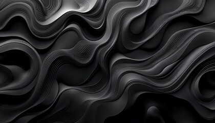 Fototapeta premium Sophisticated Dark Wavy Lines, A Monochromatic Abstract Presentation
