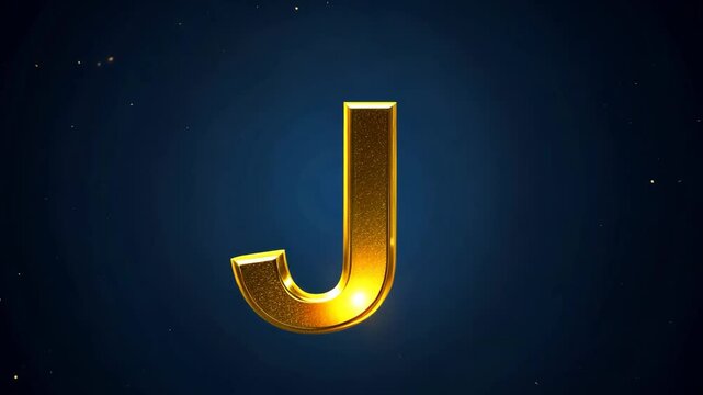 letter j gold sparkles typology motion ai generated video concept