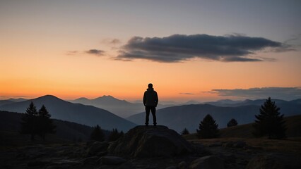 Obraz premium Sunrise mountain silhouette