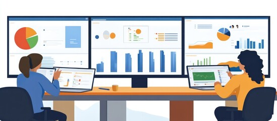 Data Analysts at Work: Monitoring and Analyzing Business Performance on Large Screens