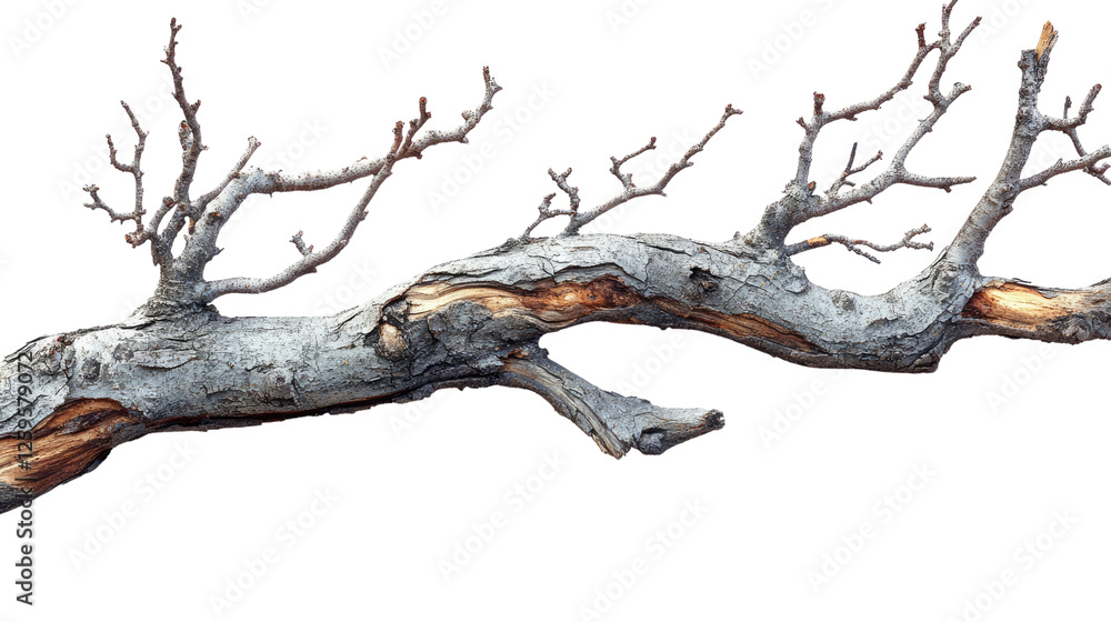 Aufkleber weathered branch: a close-up of a gnarled and weathered tree branch, showcasing the intricate textur