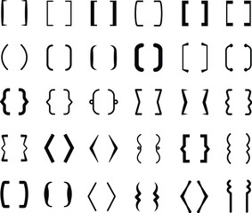 Brackets flat line icons set. Brace vector signs of typography symbols element. Premium quality graphic design simple icon for websites or app of Text brackets. isolated on transparent background
