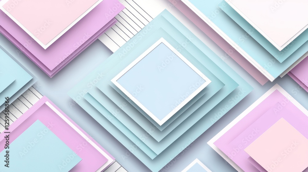 Poster pastel squares overlap; abstract design; website background