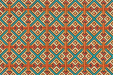 Geometric Pattern with Interlocking Crosses. Abstract Architectural Design