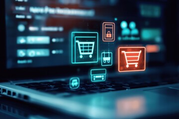 E-commerce transactions digital marketplace visual data online environment user interface shopping concept