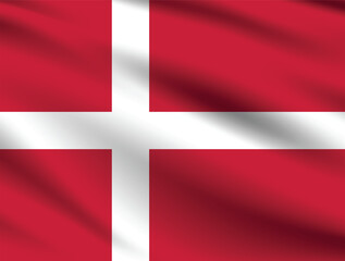 Obraz premium Flag of Denmark. Denmark flag official size and color standards digital vector illustration. Waving flag.