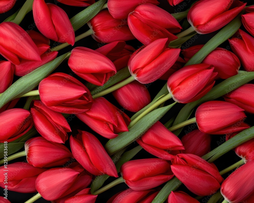 Poster tulip stems intertwined to create a dynamic geometric pattern