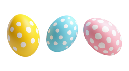 Three Easter eggs isolated on transparent background