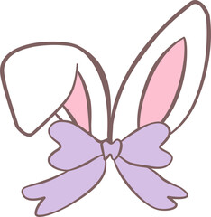 Easter Day: Easter Bunny Floral, Easter Rabbit and Bow - Retro Easter, Groovy Easter Pastel