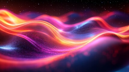 Obraz premium Abstract cosmic light waves background. Featuring cosmic light waves and vibrant colors. Emphasizing motion and depth. Ideal for space and dynamic themes.