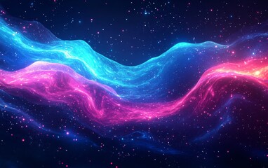 Obraz premium Abstract cosmic light waves background. Featuring cosmic light waves and vivid colors. Emphasizing movement and depth. Ideal for space and dynamic themes.