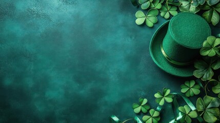 Irish St. Patrick's Day celebration with top hat and clover