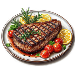 grilled steak with vegetables
