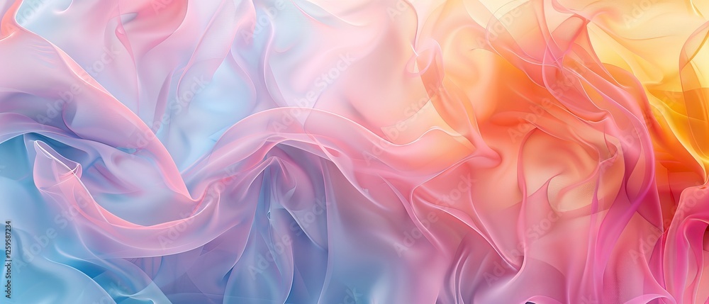 Poster vibrant abstract motion design with colorful twisted shapes on soft pastel background – digital art 