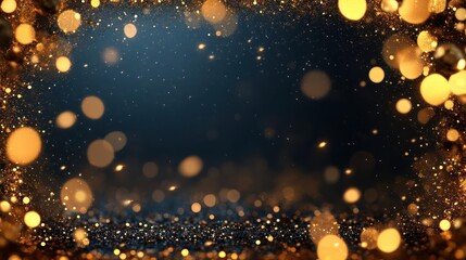 Abstract Bokeh Background With Gold Glitter And Sparkles